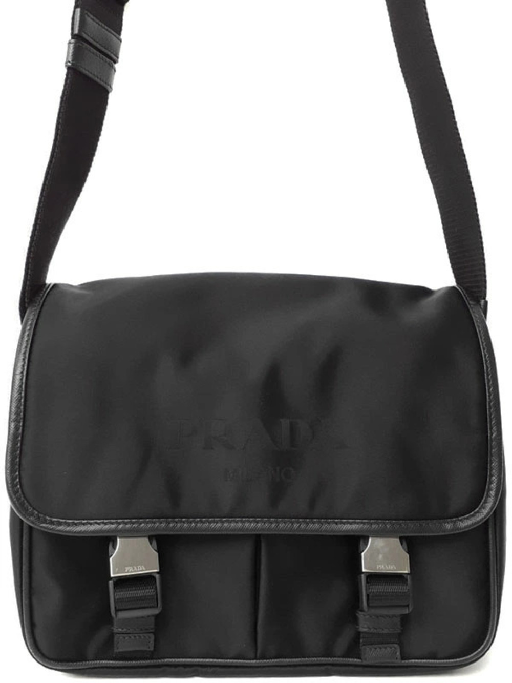 Prada Arque Vitello Daino Leather Hobo Shoulder Bag Black